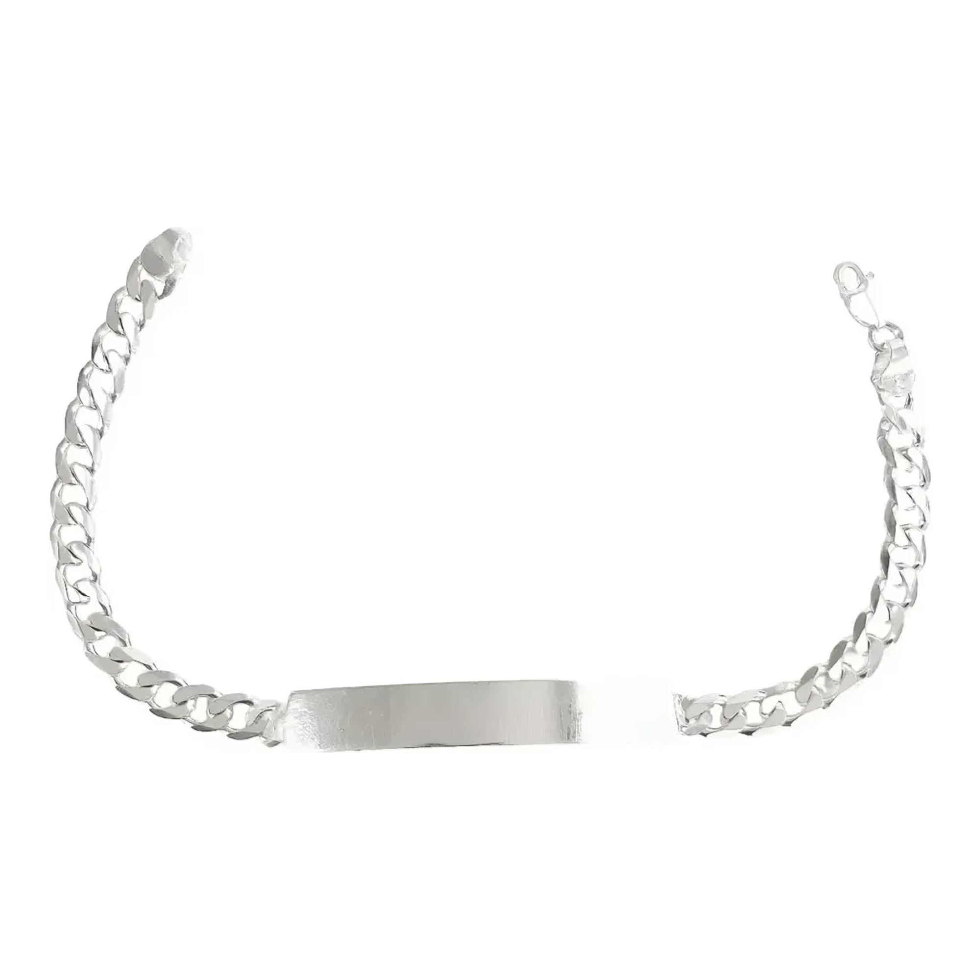 Esclava de plata .925 cubana para hombre con placa lisa de 6mm 20cm — Joyaris