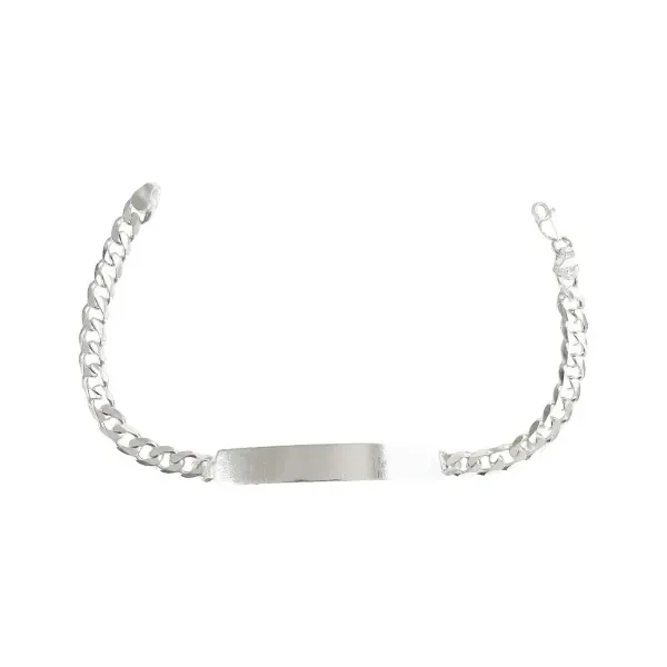 Esclava de plata .925 cubana para hombre con placa lisa de 6mm 20cm — Joyaris