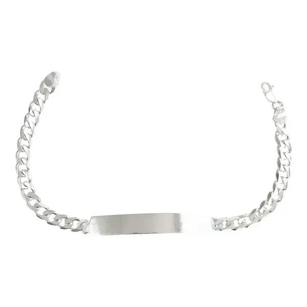 Esclava de plata .925 cubana para hombre con placa lisa de 6mm 20cm — Joyaris