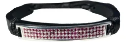 Esclava Plata 925 Cuero Violeta Zirconias Ajustable Unisex - Imagen 1