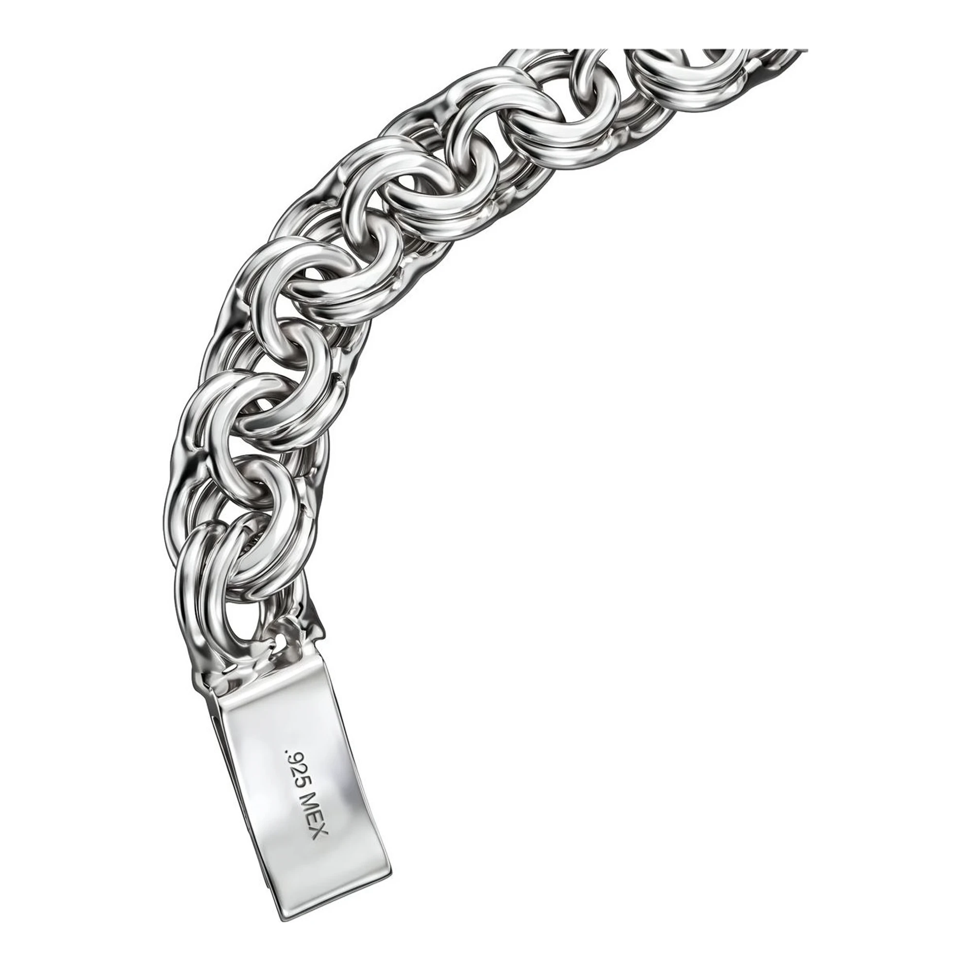 Esclava de Plata .925 Tejido Chino 5 mm con Placa Lisa 19 cm - Imagen 3