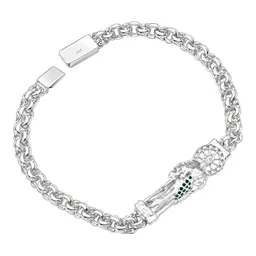 Esclava de Plata .925 Tejido Chino San Judas con Zirconia Verde 22 cm Talla 22 - Imagen 2
