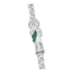 Esclava de Plata .925 Tejido Chino San Judas con Zirconia Verde 22 cm Talla 23 - Imagen 3