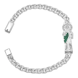 Esclava de Plata .925 Tejido Chino San Judas con Zirconia Verde 22 cm Talla 24 - Imagen 1