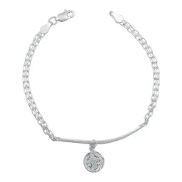Esclava Pulsera Plata Ley 925 Diseño Bismark con Placa Lisa - Imagen 1