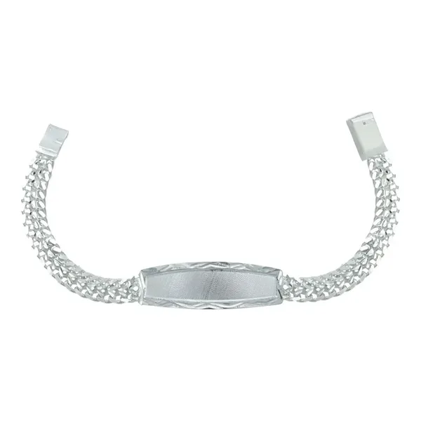 Esclava Plata 925 Doble Cadena Cubana Placa Lisa 20cm Unisex - Imagen 1
