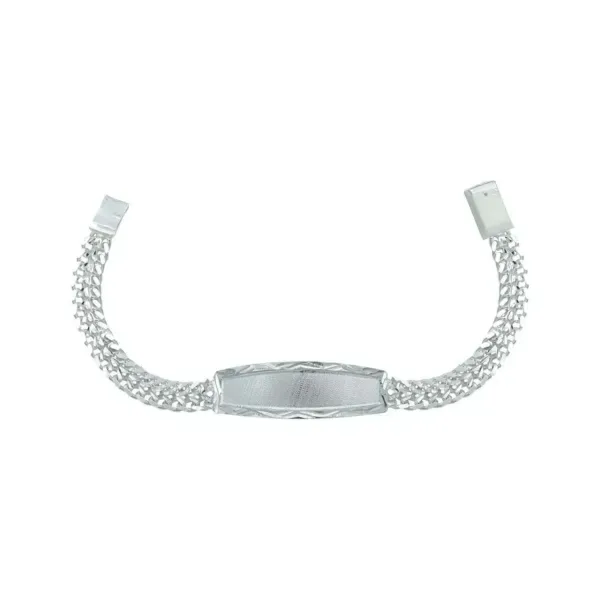 Esclava Doble Cubana Placa Plata .925 16cm - Imagen 1