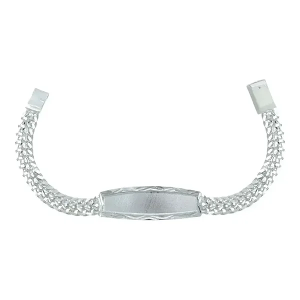 Esclava Doble Cubana Placa Plata .925 16cm - Imagen 1
