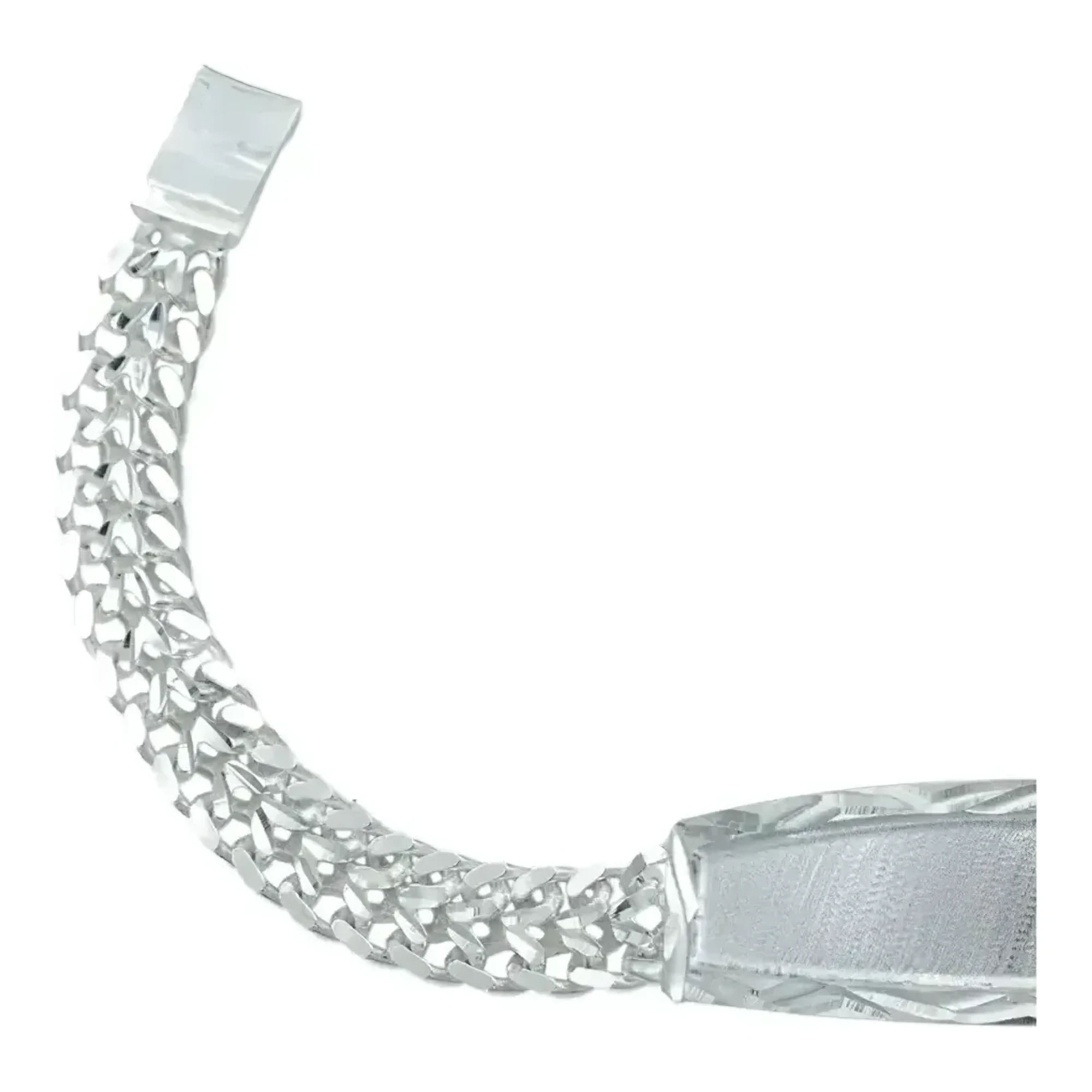 Esclava Doble Cubana Placa Plata .925 16cm - Imagen 3
