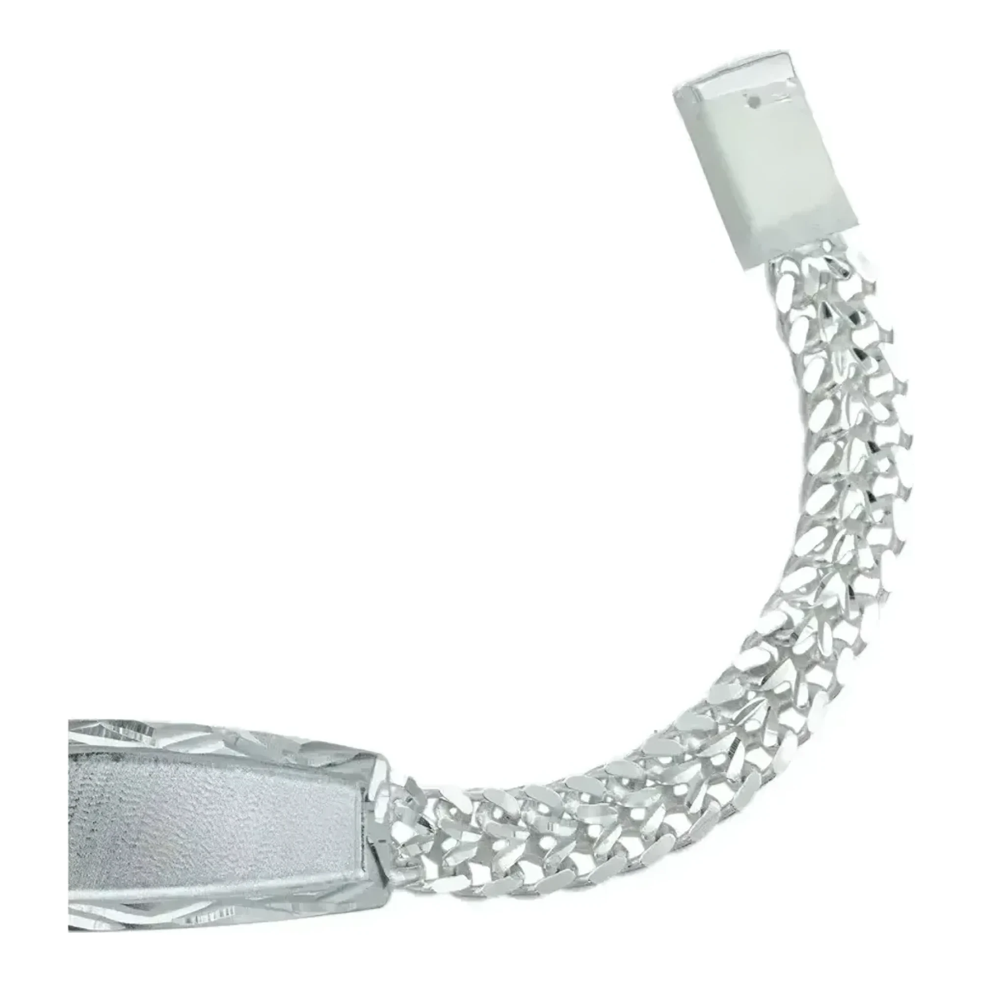Esclava Doble Cubana Placa Plata .925 16cm - Imagen 4