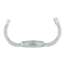 Esclava Doble Cubana Placa Plata .925 21cm - Imagen 1