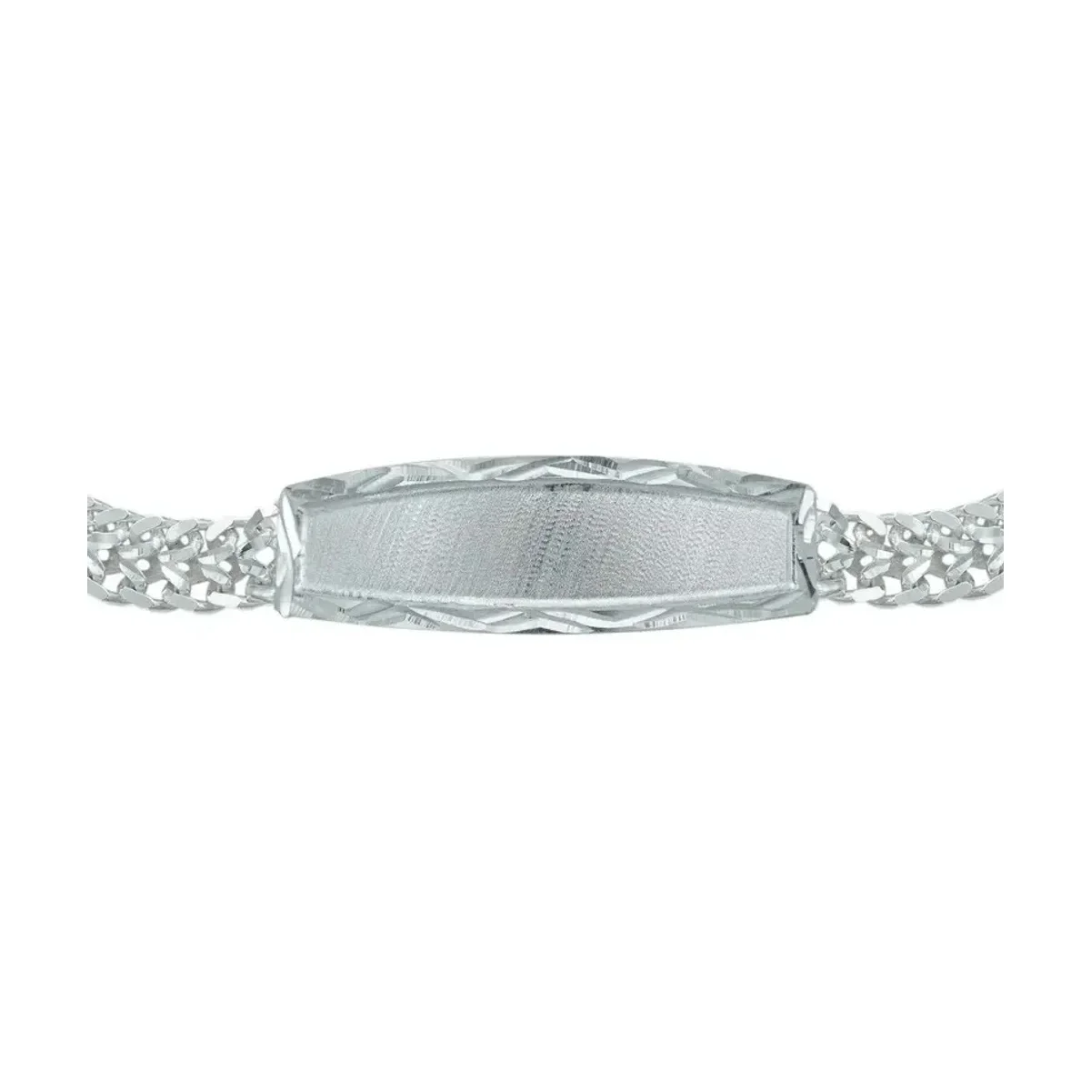 Esclava Doble Cubana Placa Plata .925 21cm - Imagen 2