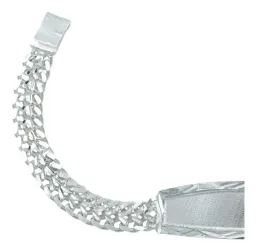 Esclava Plata 925 Doble Cubana con Placa para Hombre 22.5cm - Imagen 3
