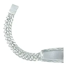 Esclava Doble Cubana Placa Plata .925 22cm - Imagen 3