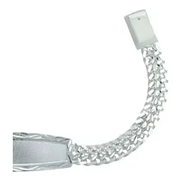 Esclava Doble Cubana Placa Plata .925 22cm - Imagen 4