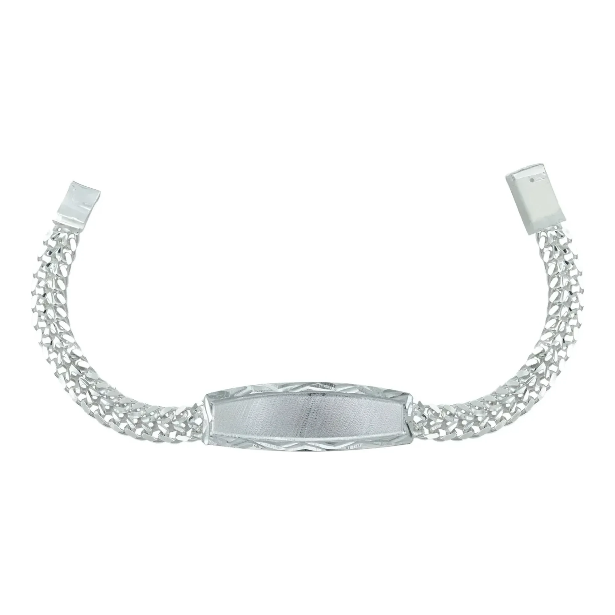 Esclava doble cubana de plata 925 para hombre con placa lisa - Joyaris