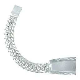 Esclava Plata 925 Doble Cubana con Placa para Hombre 22.5cm - Imagen 3