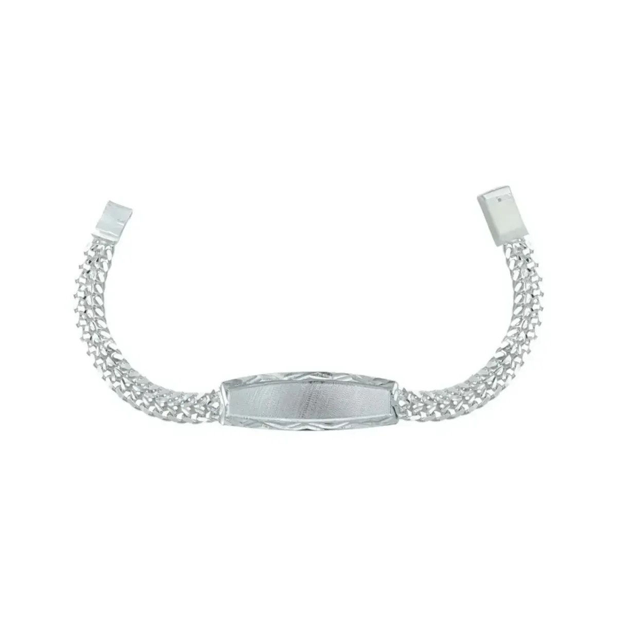 Esclava Doble Cubana Plata .925 con Placa Diamantada para hombre, diseño minimalista, pulsera de cadena de plata, acabado pul