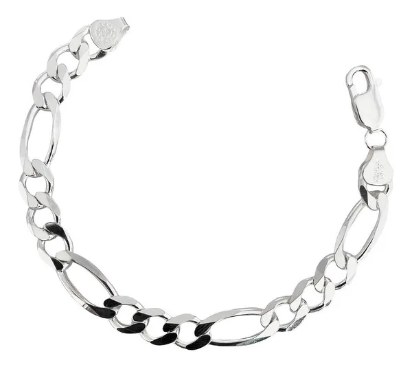 Pulsera de plata .925 figaro 3x1 para hombre 9mm con broche perico 22cm — Joyaris