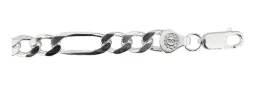 Pulsera Esclava Plata 925 Fígaro 3x1 Para Hombre 18cm - Imagen 3