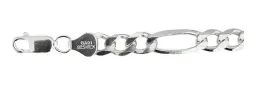 Pulsera Esclava Plata 925 Fígaro 3x1 Para Hombre 18cm - Imagen 4