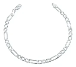 Pulsera Esclava Plata Ley 925 Cadena Fígaro Diamantada 18cm - Imagen 1