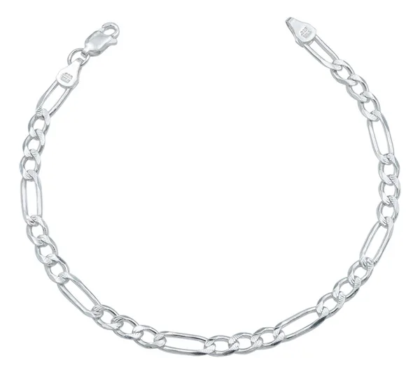 Pulsera Esclava Plata 925 Cadena Fígaro 3x1 Diamantada 18cm - Imagen 1