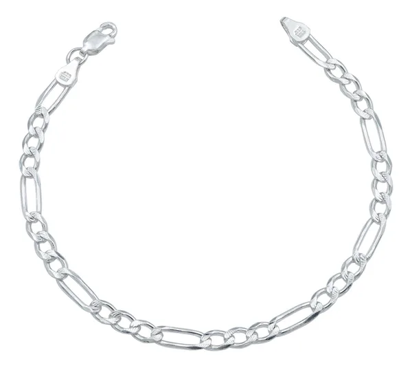 Esclava Fígaro 3x1 Diamantada Unisex Plata .925 21cm - Imagen 1