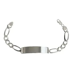 Esclava Plata 925 Cadena Figaro 3x1 con Placa Grabable para Hombre - Imagen 1