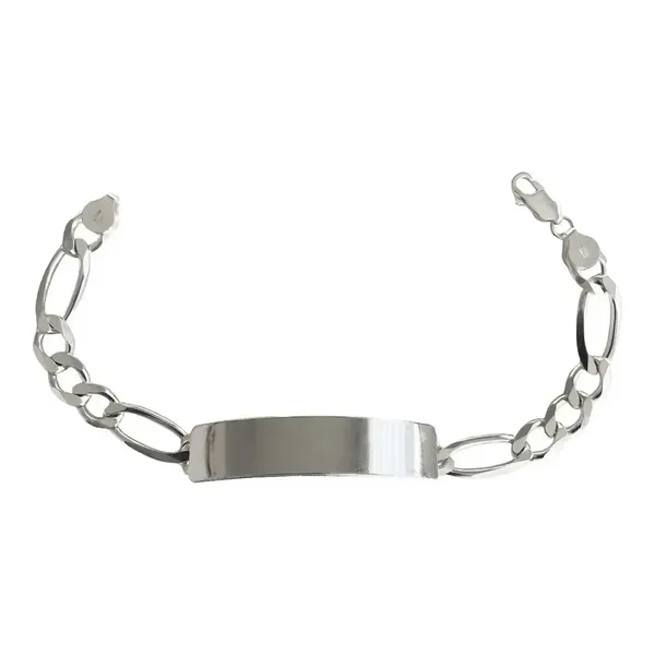 Esclava de plata .925 plateado hombre diseno figaro con placa lisa 9mm ajustable — Joyaris