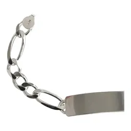 Esclava Plata 925 Cadena Figaro 3x1 con Placa Grabable para Hombre - Imagen 2