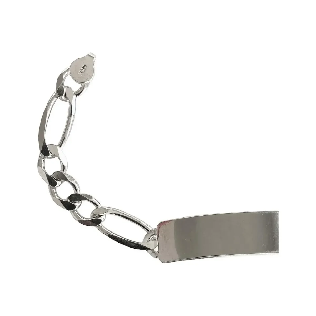 Esclava Plata 925 Cadena Figaro 3x1 con Placa Grabable para Hombre - Imagen 2