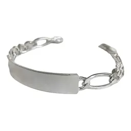 Esclava Plata 925 Cadena Figaro 3x1 con Placa Grabable para Hombre - Imagen 4