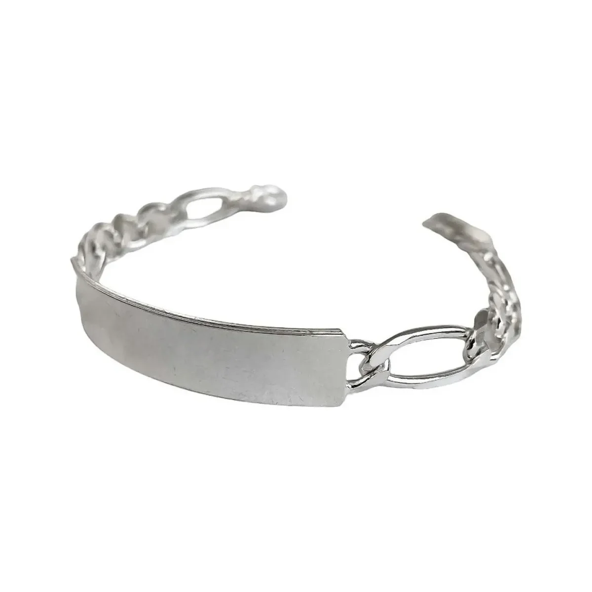 Esclava Plata 925 Cadena Figaro 3x1 con Placa Grabable para Hombre - Imagen 4