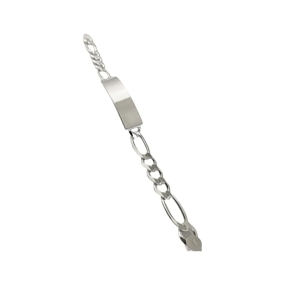 Esclava Plata 925 Hombre Cadena Figaro 3x1 Placa Lisa Personalizable - Imagen 5