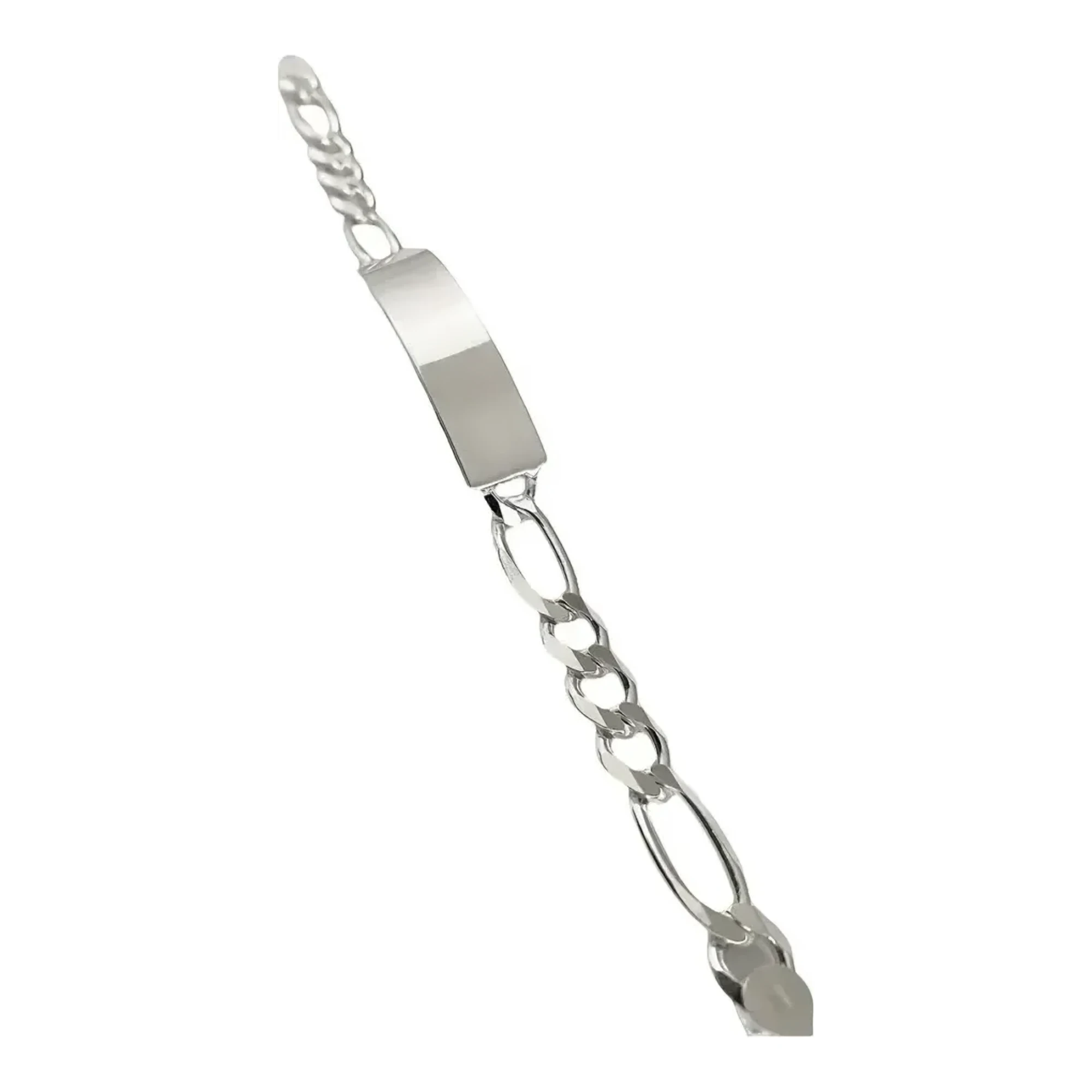 Esclava Plata 925 Hombre Cadena Figaro 3x1 Placa Lisa - Imagen 5