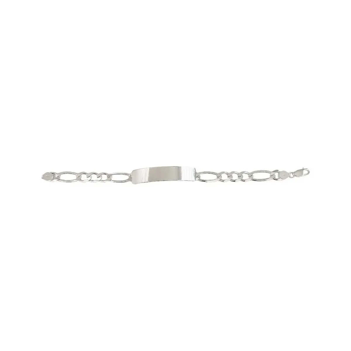 Esclava Plata 925 Hombre Cadena Figaro 3x1 Placa Lisa Personalizable - Imagen 7