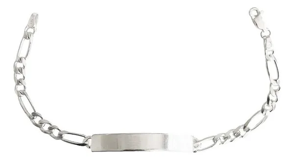 Esclava Plata 925 Figaro Diamantada para Hombre - Imagen 1