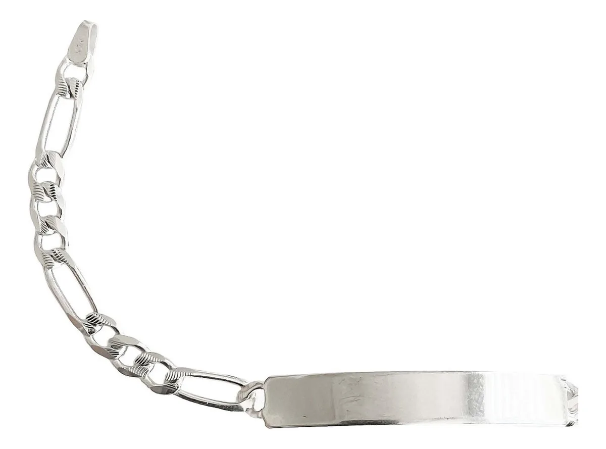 Esclava Plata 925 Figaro Diamantada para Hombre - Imagen 1