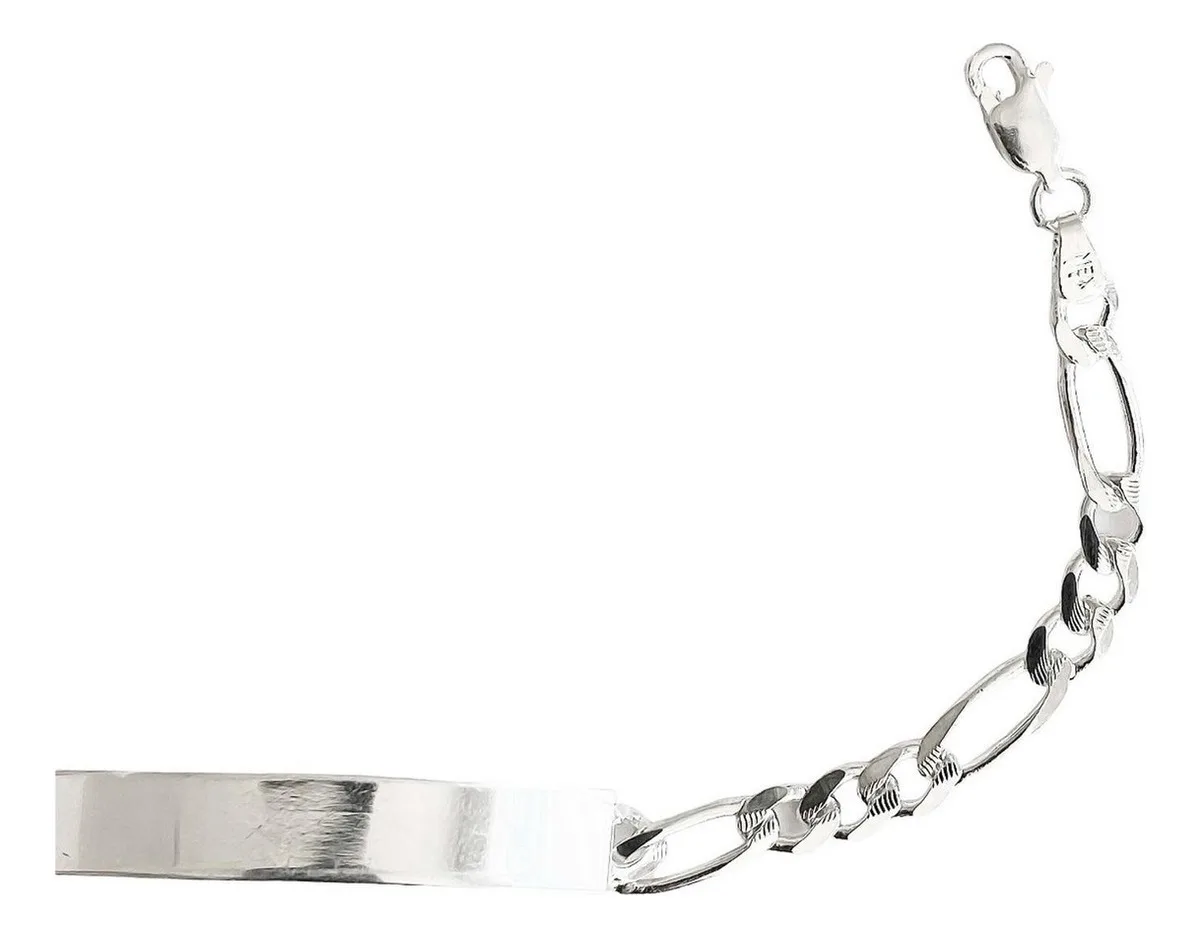 Esclava Plata 925 Figaro Diamantada para Hombre - Imagen 3
