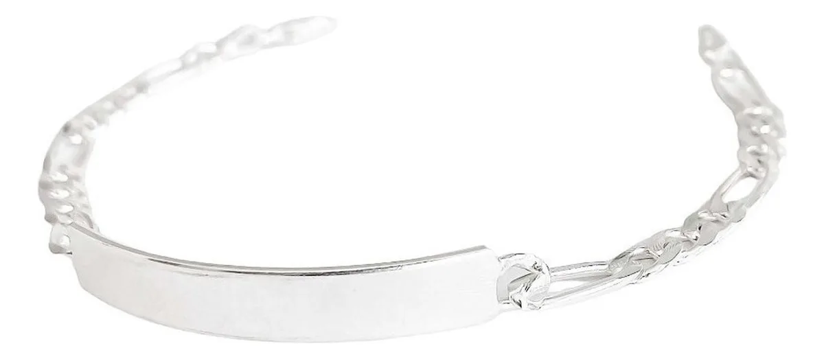 Esclava Plata 925 Figaro Diamantada para Hombre - Imagen 5