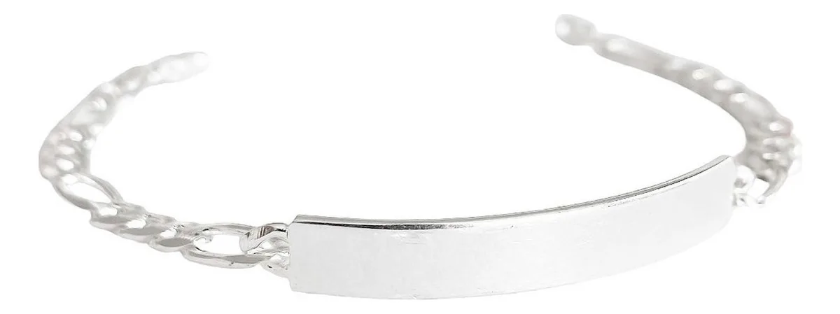 Esclava Plata 925 Figaro Diamantada para Hombre - Imagen 6