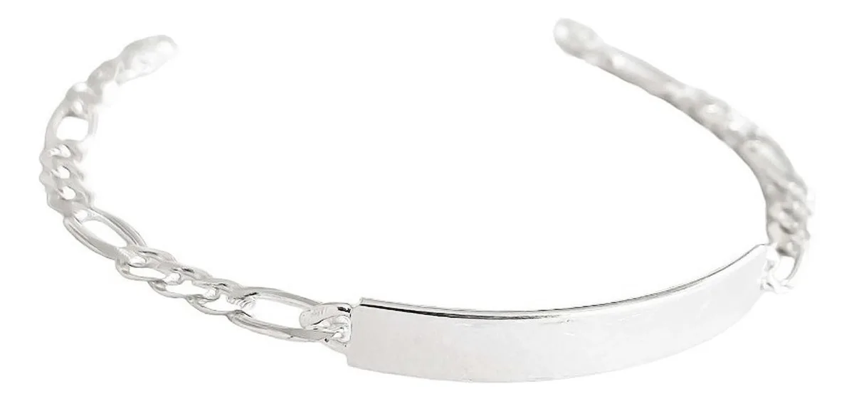 Esclava Plata 925 Figaro Diamantada para Hombre - Imagen 7