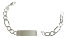 Esclava Plata 925 Hombre Cadena Fígaro Gruesa con Placa Lisa - Imagen 1