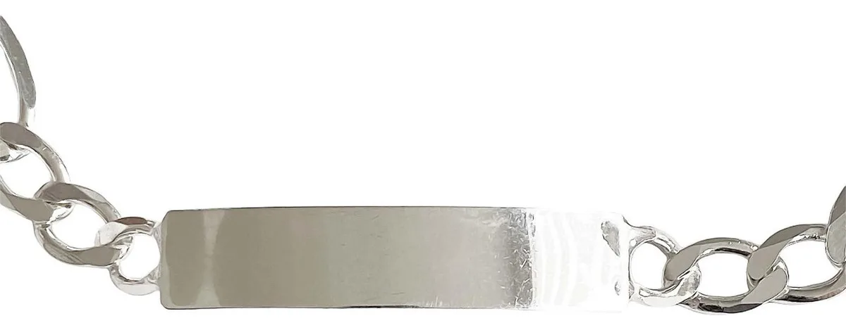 Esclava Plata 925 Hombre Cadena Fígaro Gruesa con Placa Lisa - Imagen 1