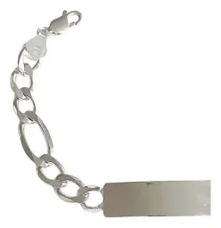 Esclava Plata 925 Hombre Cadena Fígaro Gruesa con Placa Lisa - Imagen 3