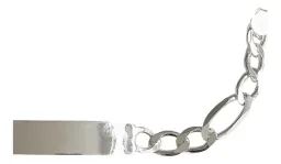 Esclava Plata 925 Hombre Cadena Fígaro Gruesa con Placa Lisa - Imagen 4