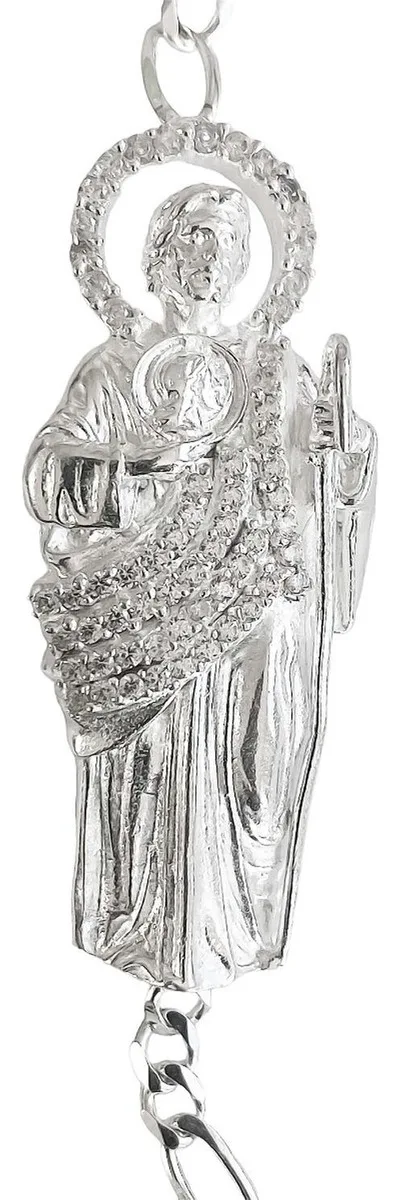 Esclava de plata .925 blanco dije San Judas Tadeo Figaro hombre ajustable — Joyaris