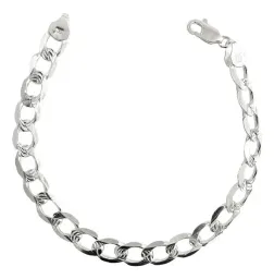 Esclava Plata 925 Cubana Diamantada para Hombre - Imagen 1