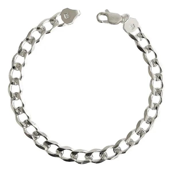 Esclava Hombre Cubana Diamantada Plata .925 7mm 18cm - Imagen 1